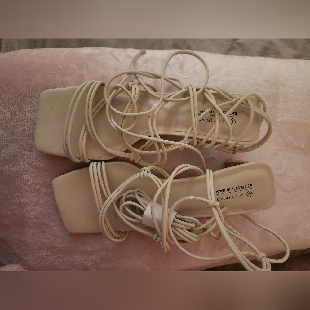 Call It Spring Cream Heeled Sandals